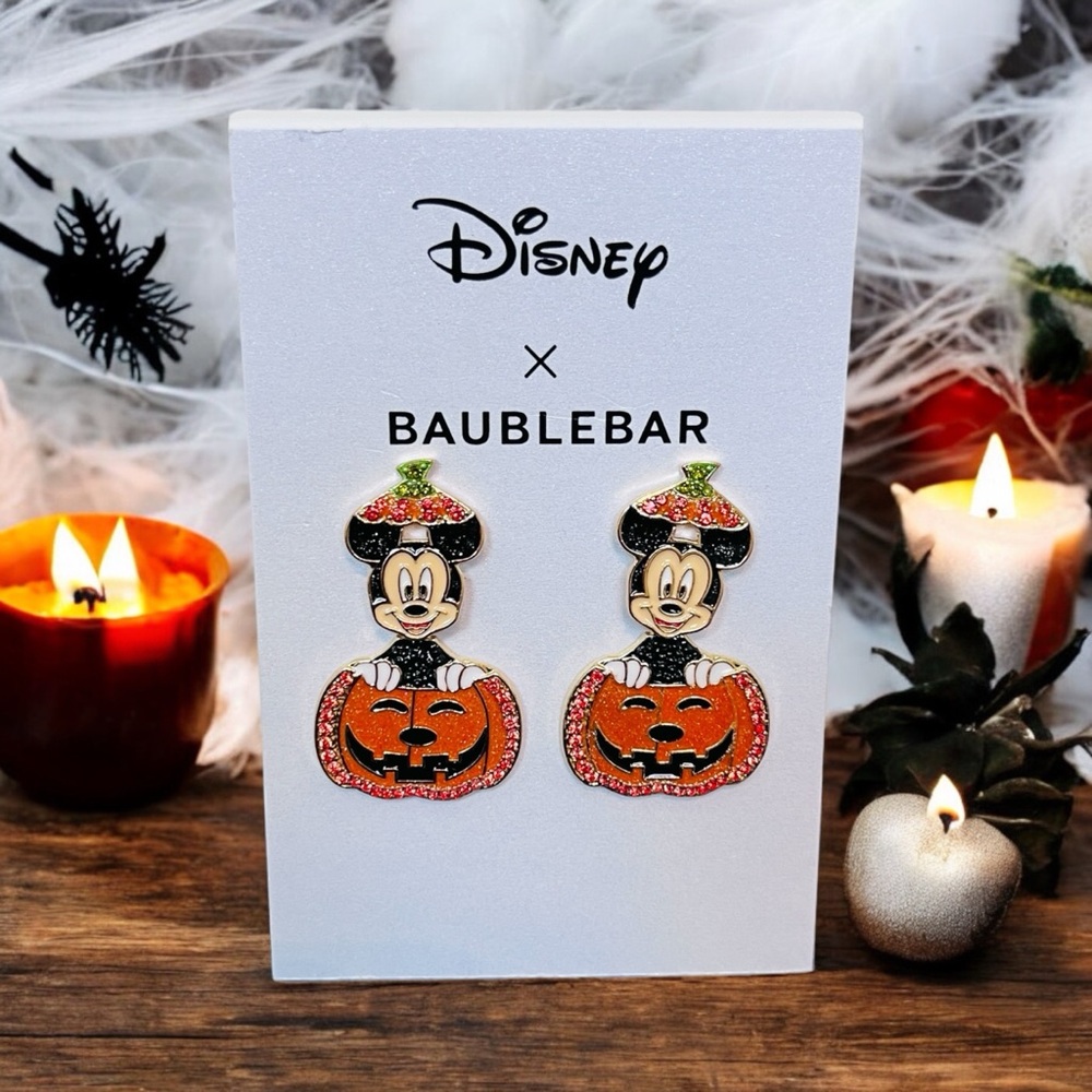 DISNEY X BAUBLEBAR Halloween Mickey Dangle Pumpkin Earrings NEW